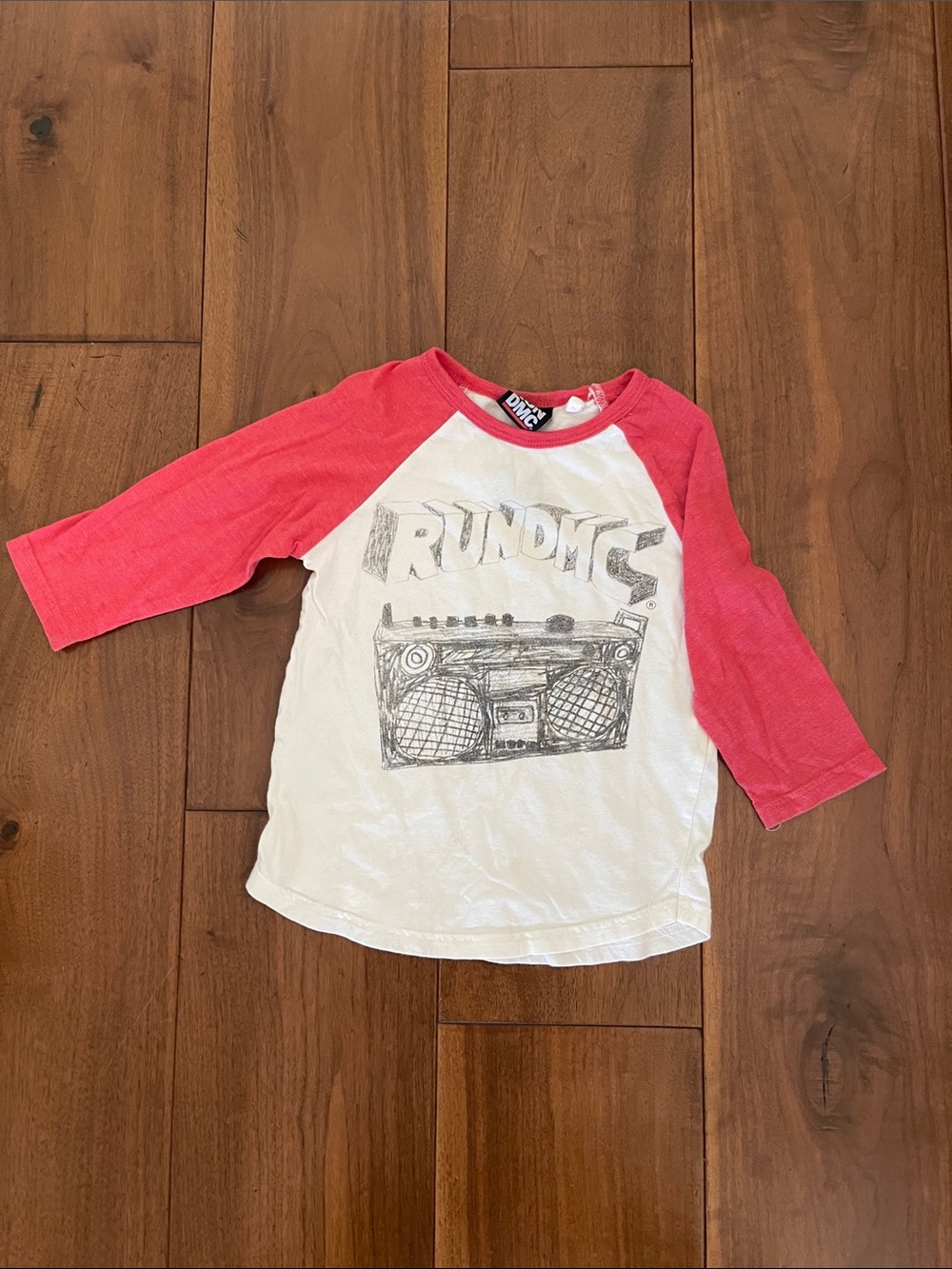 Cotton On White & Pink Raglan Tee with Boombox Graphic